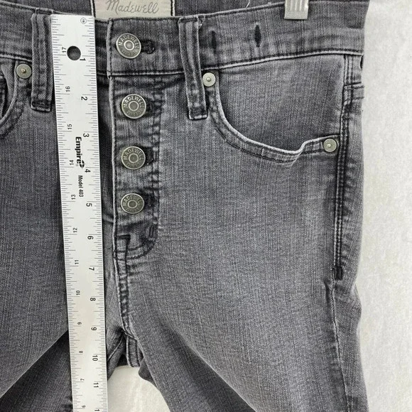 Madewell Jeans Womens 26 Black Wash High Rise Slim Skinny Raw Hem Button Denim - Picture 5 of 11